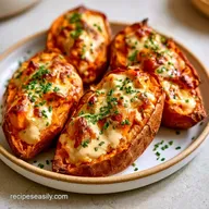 Air Fryer Stuffed Sweet Potatoes with Cheddar