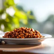 Baked Beans with Ground Beef: Caramelized Recipe for 11 Servings