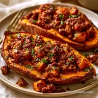Baked Stuffed Sweet Potatoes with Beef