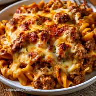 Beef Noodle Casserole with Cheesy Crust