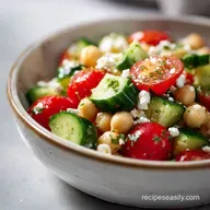 Easy Chickpea Cucumber Salad w/ Feta Recipe: 15 Min Prep