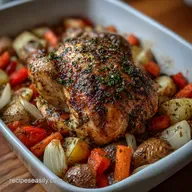 Easy One Pan Roasted Chicken and Vegetables with Garlic and Herbs: Crispy Baked