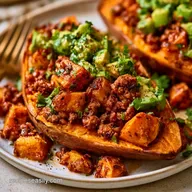 Taco Sweet Potatoes with Ground Beef