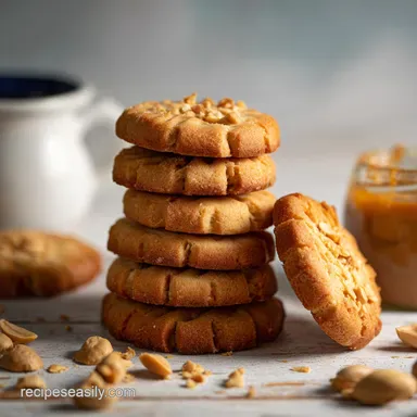 Quick 3 Ingredient Peanut Butter Cookies No Bake Recipe Card