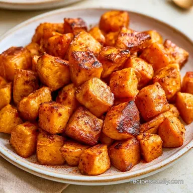 Air Fryer Sweet Potatoes Cubes for 4 Recipe Card