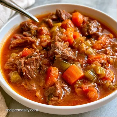 Beef Minestrone Soup for 8 Servings Recipe Card