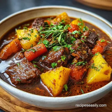 The Best Guinness Beef Stew for 6 Servings Recipe Card