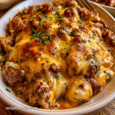 Cheeseburger Casserole with Tater Tots Recipe Card