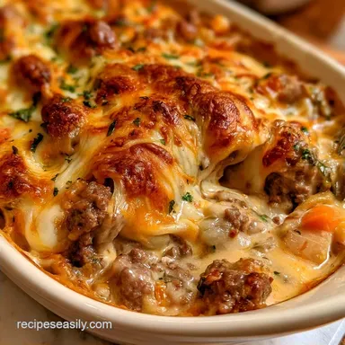 Cheesy Ground Beef Casserole for 6