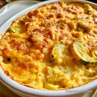 Cheesy Squash Casserole in 45 Minutes Recipe Card