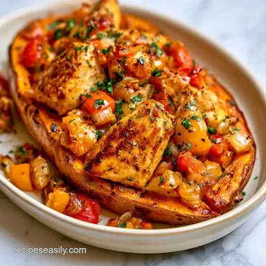 Chicken Fajita Sweet Potatoes Meal Prep Recipe Card