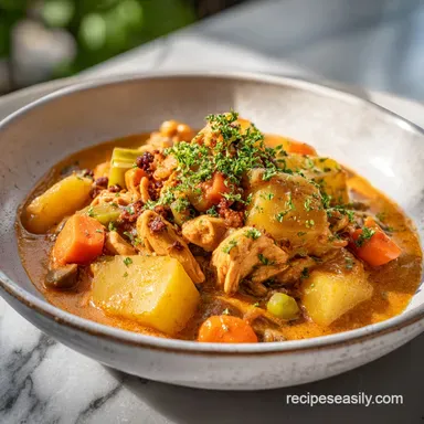 Chicken Stew Recipe with Potatoes: 1h 10m Recipe Card