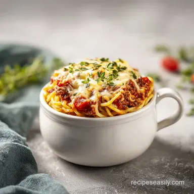 Baked Spaghetti Recipe with Creamy Meat Sauce for 10 Servings Recipe Card