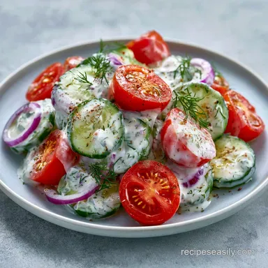Creamy Cucumber and Tomato Salad for 4 Recipe Card