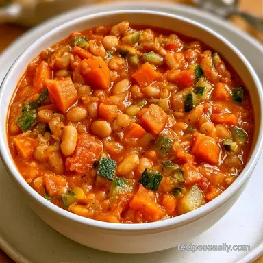 Crock Pot Minestrone for 12 Servings Recipe Card