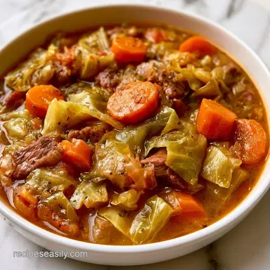 Cabbage Soup with Ground Beef for 6 Recipe Card