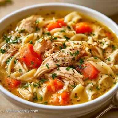 Crockpot Chicken Noodle Soup for 6 Bowls Recipe Card
