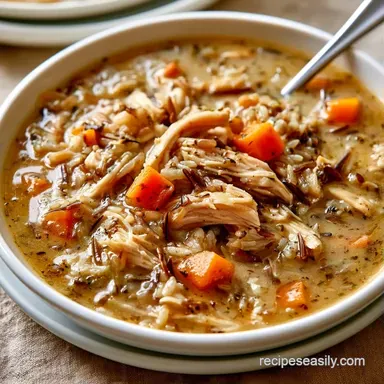 Creamy Crockpot Chicken Wild Rice Soup Recipe Card