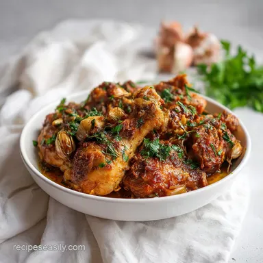 Crockpot Chicken with Garlic and Herbs for 6 Servings Recipe Card