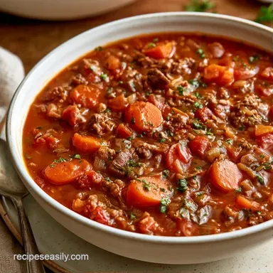 Ground Beef Vegetable Soup: Meal Prep Recipe Card