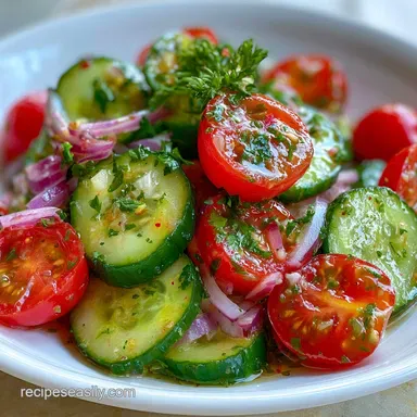 Cucumber Tomato Salad in 15 Minutes Recipe Card