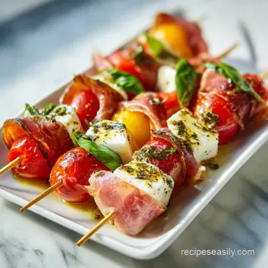 Easy Antipasto Skewers in 15 Minutes Recipe Card