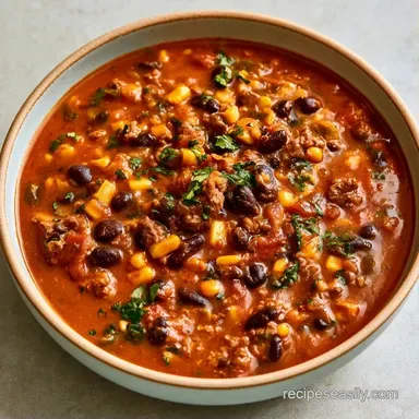 Easy Crock Pot Taco Soup with Ground Beef Recipe Card
