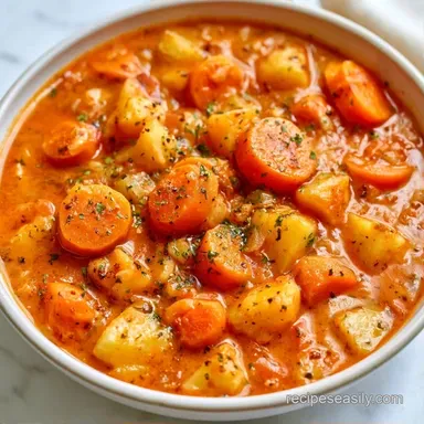Easy Crock Pot Vegetable Soup for 6 Recipe Card