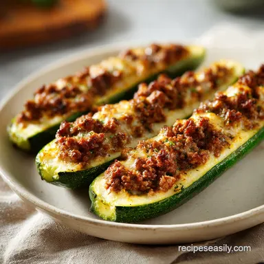 Easy Ground Beef Zucchini Boats: 40 Min
