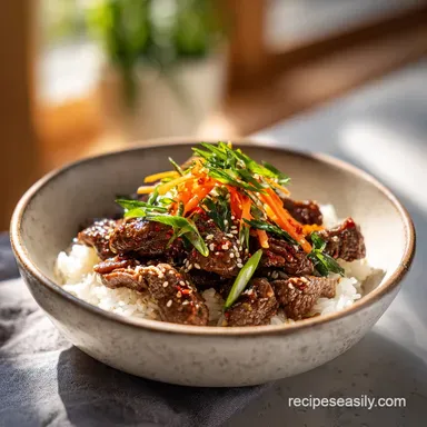 Korean Beef Bowl Recipe: Crispy Glazed for 4 Recipe Card