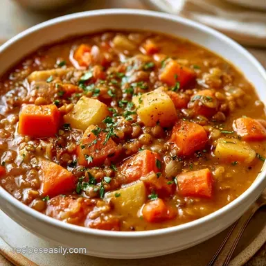 Easy Slow Cooker Lentil Soup Meal Prep Recipe Card