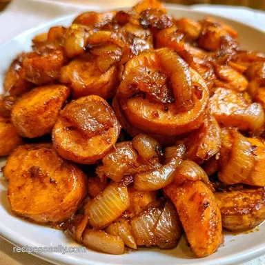 Caramelized French Onion Sweet Potatoes Recipe Card
