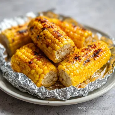 Grilled Corn on the Cob in Foil with Garlic Butter in 20 Minutes Recipe Card