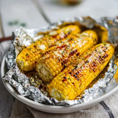 Grilled Corn on the Cob in Foil with Garlic Butter in 20 Minutes