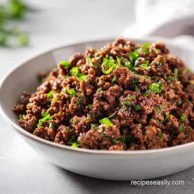 Ground Beef Recipe with Garlic and Herbs for 4 Servings
