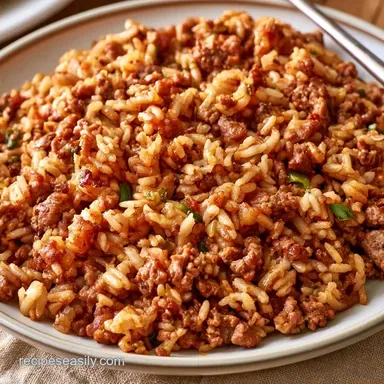 Ground Beef Rice Casserole for 6 Servings