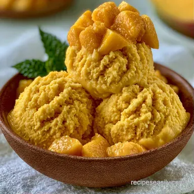Mango Ice Cream for 8 Servings Recipe Card