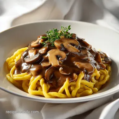 Jagerspatzle German Dumplings for 4 Servings: Creamy Gravy Recipe Card