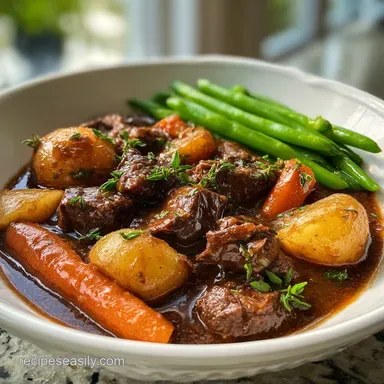 The Best Julia Childs Beef Stew for 6 Servings Recipe Card