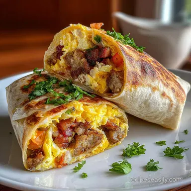 Quick Make Ahead Breakfast Burritos Freezer-Friendly Recipe Card