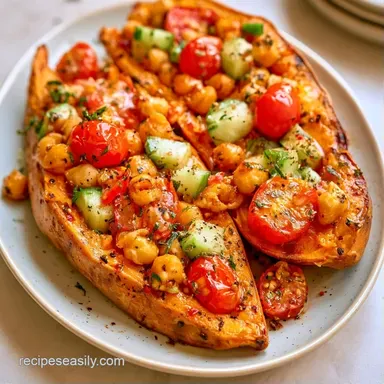 Stuffed Sweet Potatoes with Chickpeas Recipe Card