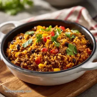 Mexican Beef and Rice Skillet in 40 Minutes Recipe Card