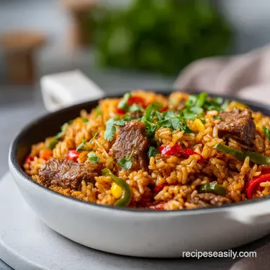Mexican Beef and Rice Skillet in 40 Minutes