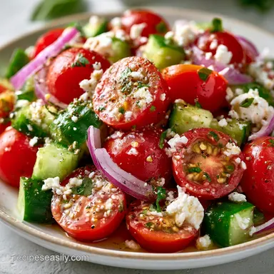 Mom's Cucumber Tomato Salad with Feta Recipe Card