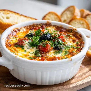 Easy Hot Muffuletta Dip for Mardi Gras Parties Recipe Card