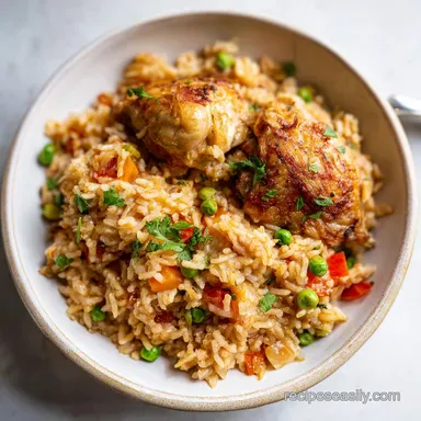 Recipe with Chicken and Rice: One-Pot Meal for 4 Servings Recipe Card