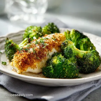 Parmesan Crusted Chicken Sheet Pan Dinner with Roasted Broccoli for 4 Servings