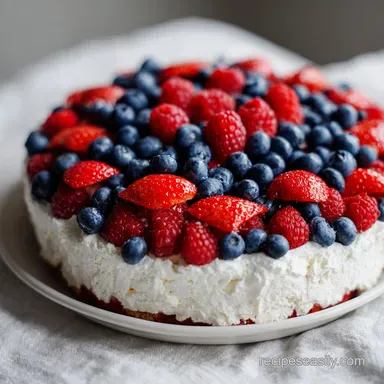 Patriotic 4th of July Dessert Idea with Mixed Berries for 11 Recipe Card