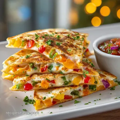 Rainbow Veggie Quesadilla in 30 Minutes Recipe Card
