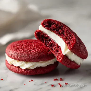 Red Velvet Cookies: Velvety Center Recipe Card